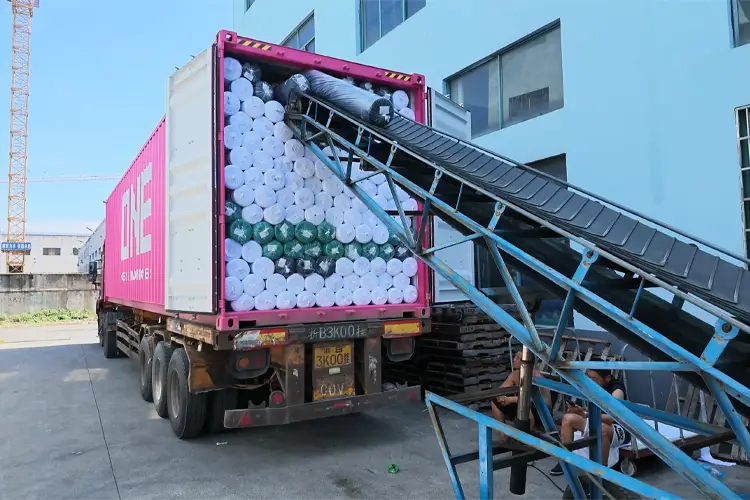 Container Loading & Shipment Container loading for bulk polyester fabric export shipment for global wholesale customers